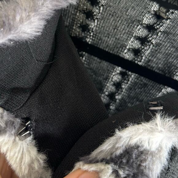 Ming Wang Black Faux Fur Cable Knit Open Wool Blend Cardigan Sweater 0X - Picture 11 of 13